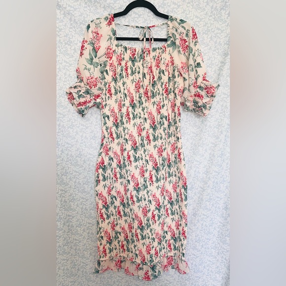 NWOT Ivy City Co Isla Floral Smocked Midi Dress Size Large - Picture 2 of 8